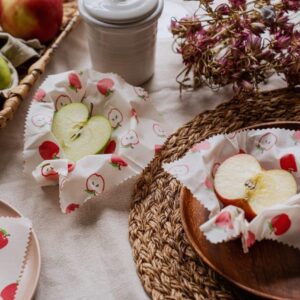 Losse bijenwasdoek met appel print